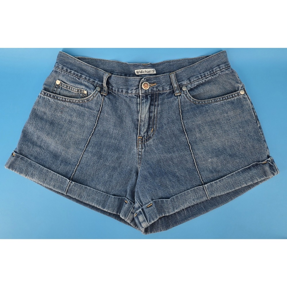 Vtg Y2K Michael G Juniors Denim Booty Shorts Sz 7 Cuffed Cotton Festival 31x3"